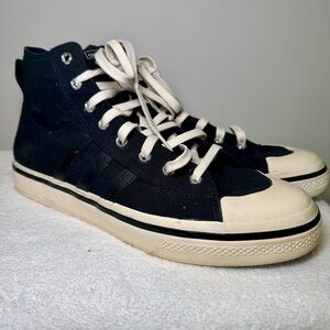 Men's adidas Nizza Hi RF 74 shoes Core Black size 13 black canvas retro high top